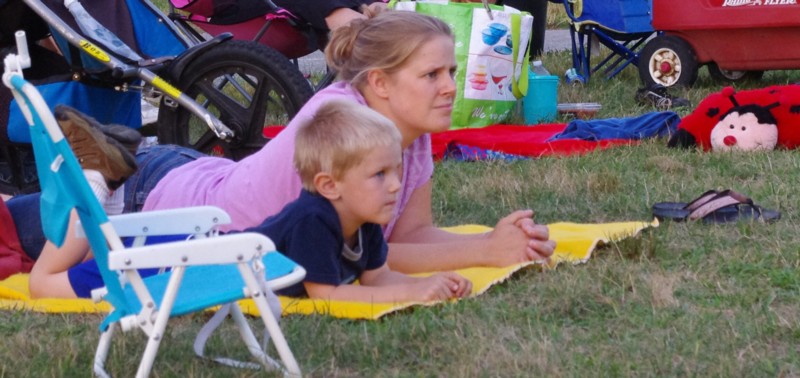 Enjoying outdoor movie night in lisbon maine