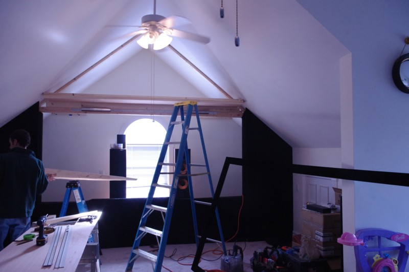 Draping continues for Maine Custom Home Theater install