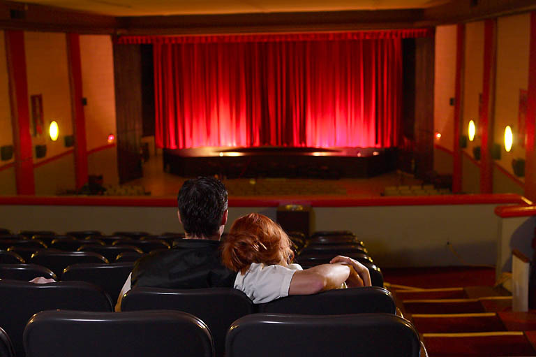 Couple watching home theater